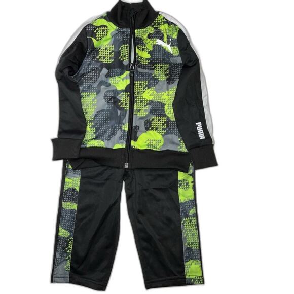 Puma Green And Black And Gray Two-Piece Tracksuit Size 12 months - Picture 1 of 10